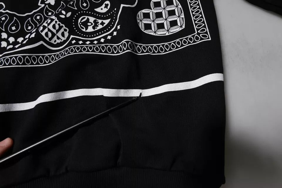 Dolce & Gabbana Schwarzes Bandana Kapuzen-Sweatshirt für Männer Pullover