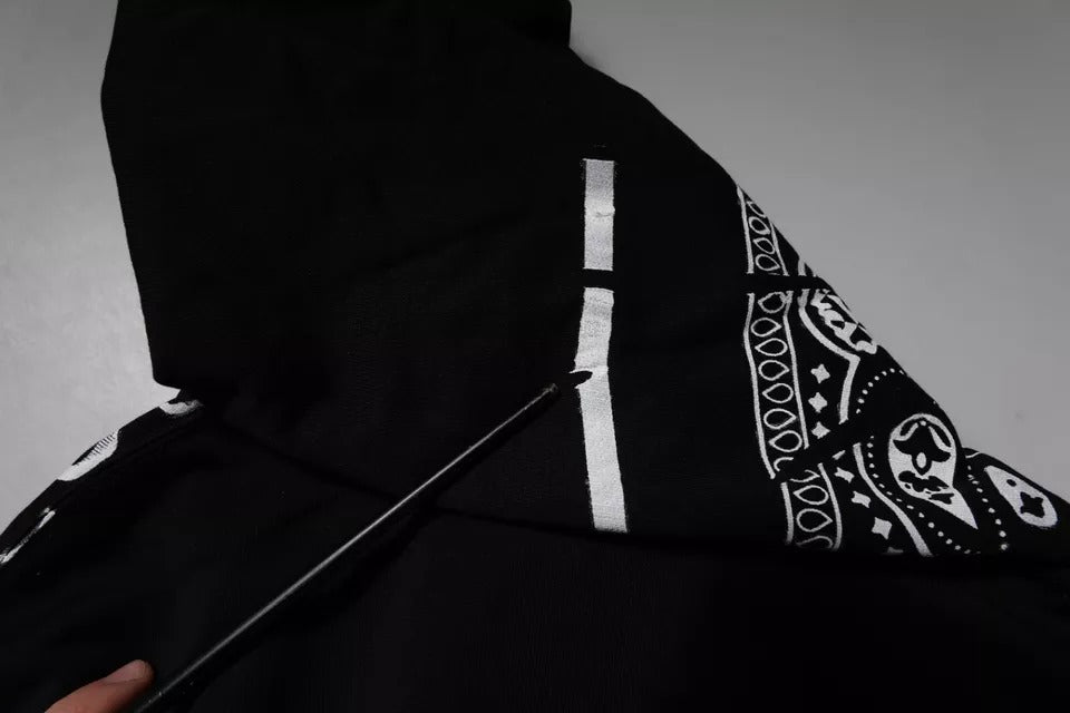 Dolce & Gabbana Schwarzes Bandana Kapuzen-Sweatshirt für Männer Pullover