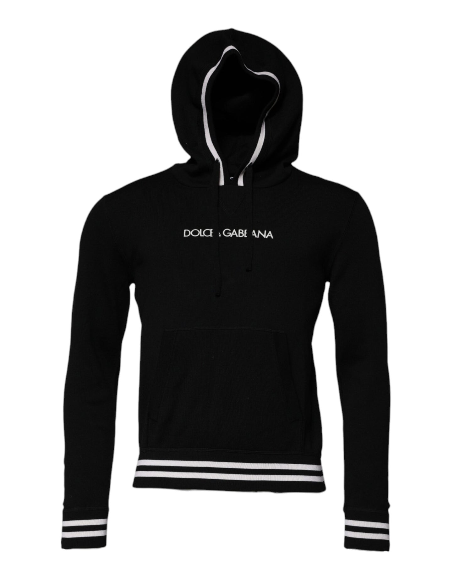 Dolce & Gabbana Schwarzes Woll-Logo-Sweatshirt mit Kapuze Pullover