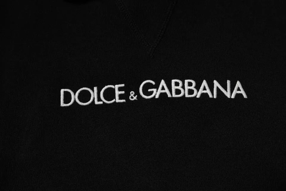 Dolce & Gabbana Schwarzes Woll-Logo-Sweatshirt mit Kapuze Pullover