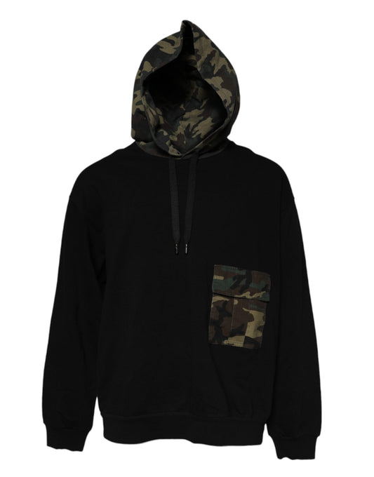 Dolce & Gabbana Schwarzes Kapuzen-Sweatshirt mit Camouflage