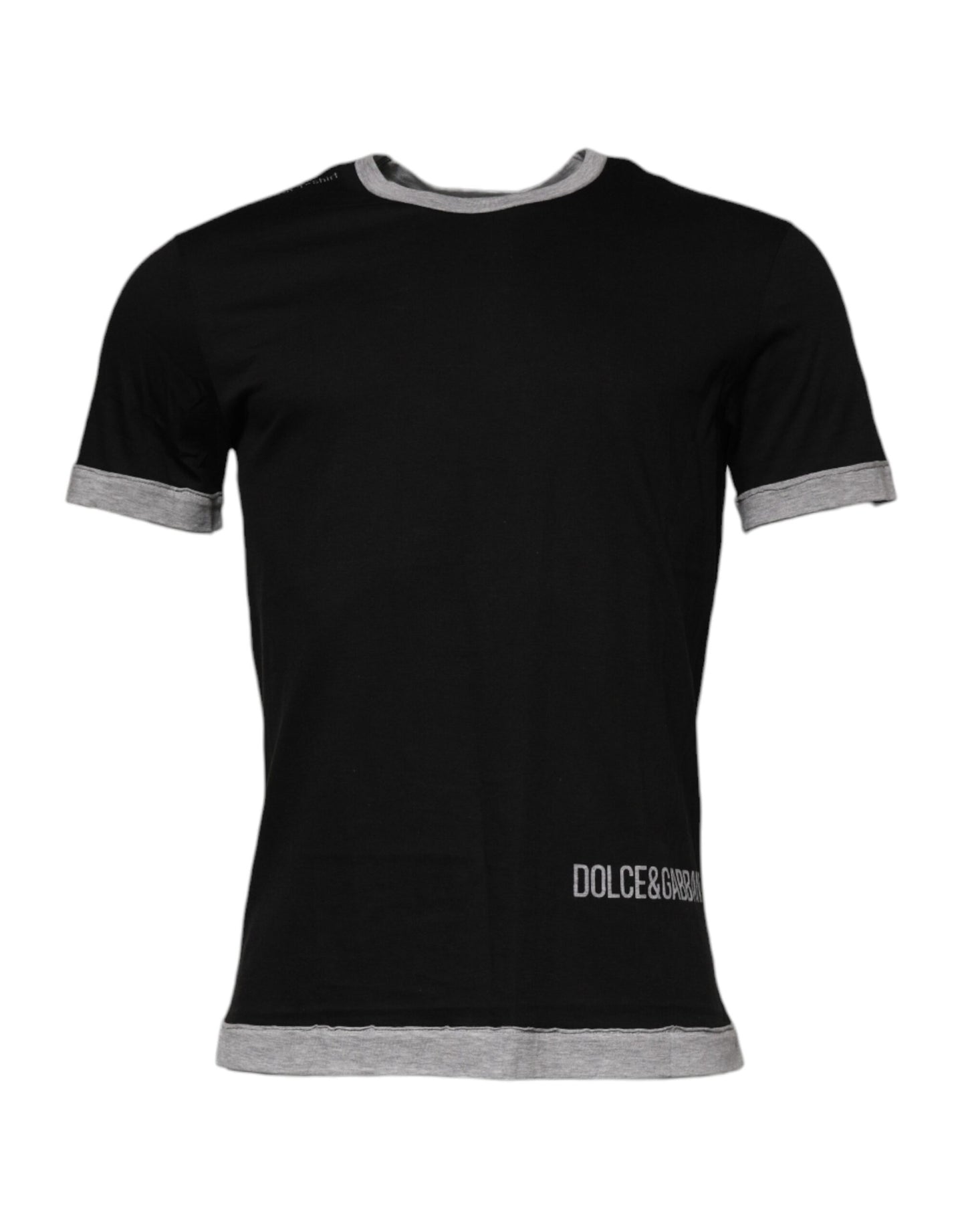 Dolce & Gabbana Schwarzes Logo Baumwolle Rundhalsausschnitt Männer T-shirt