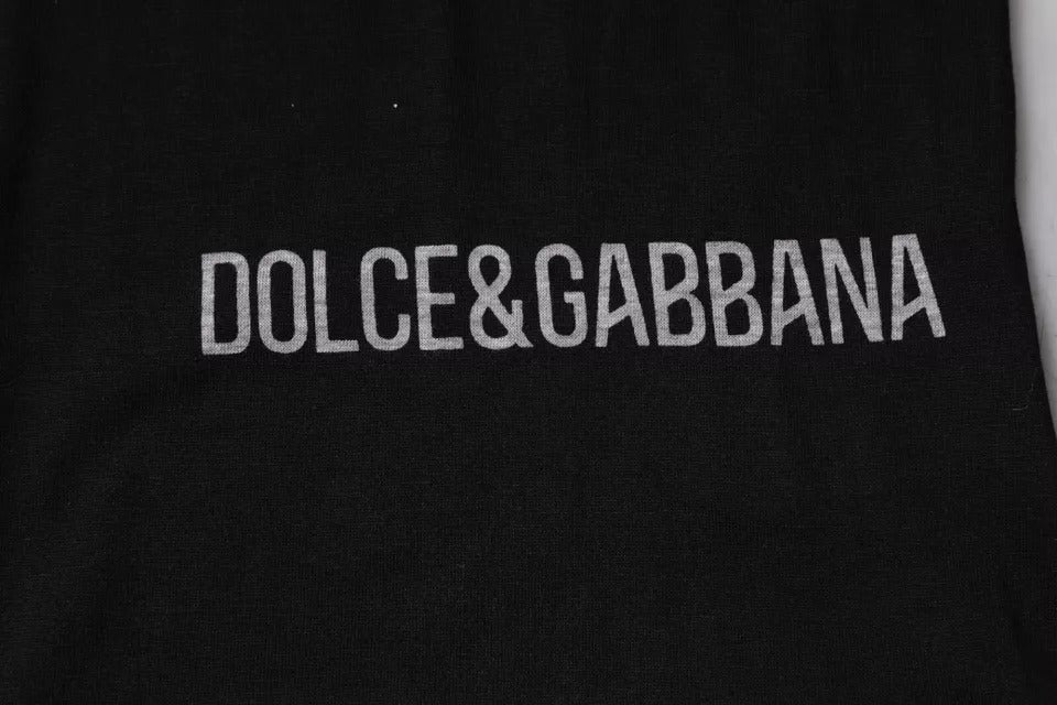 Dolce & Gabbana Schwarzes Logo Baumwolle Rundhalsausschnitt Männer T-shirt