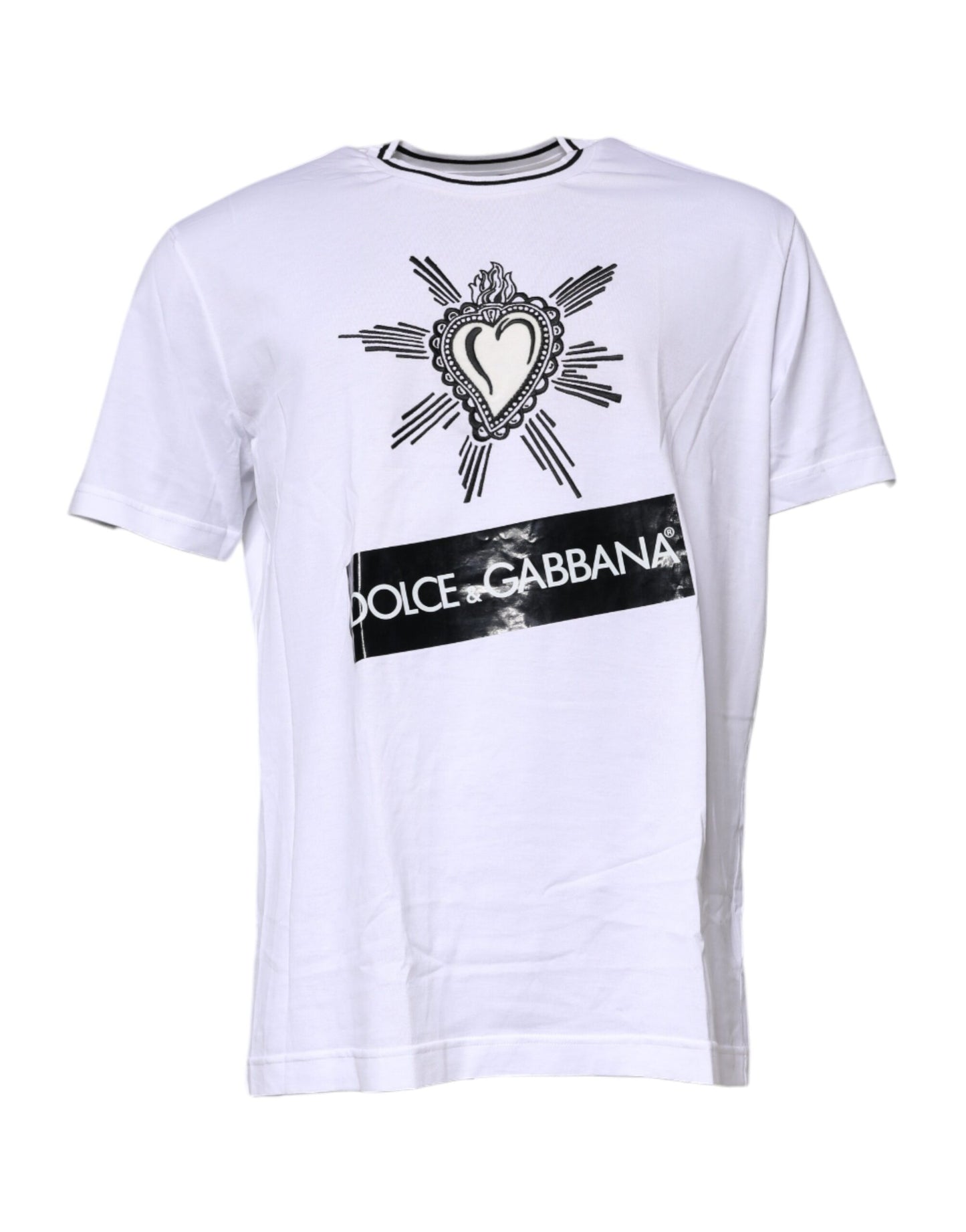 Dolce & Gabbana Weißes Sacred Heart Kurzarm-T-Shirt