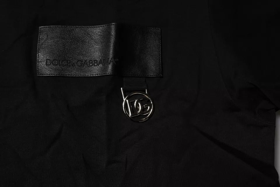 Dolce & Gabbana Schwarzes Logo-Patch T-Shirt mit Rundhalsausschnitt aus Baumwolle