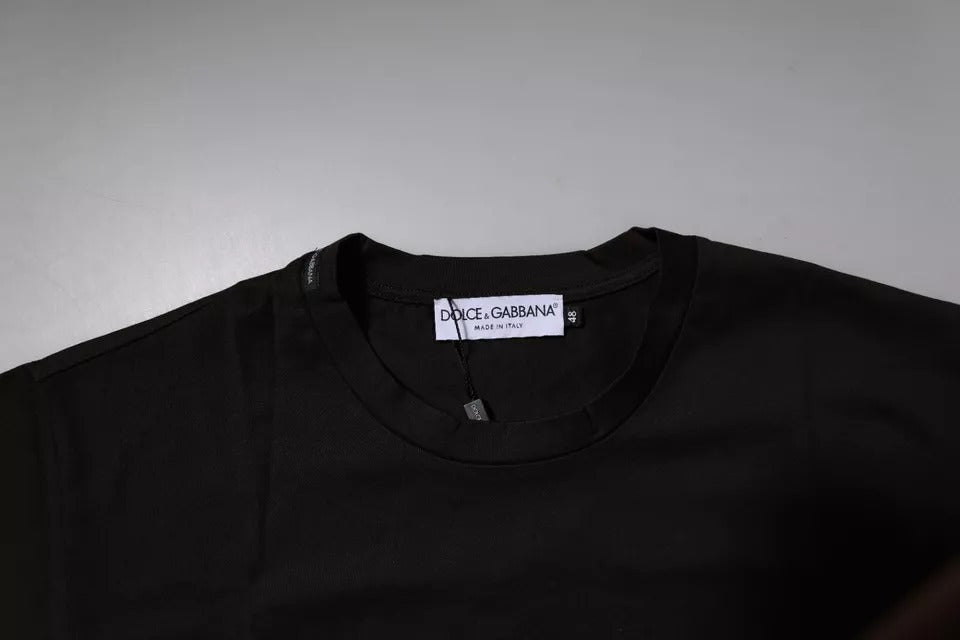 Dolce & Gabbana Dunkelbraunes Logo-T-Shirt mit Rundhalsausschnitt aus Baumwolle