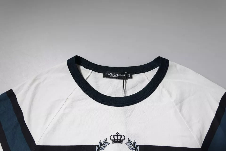 Dolce & Gabbana Weißes Logo Print Baumwolle Männer T-Shirt mit Rundhalsausschnitt