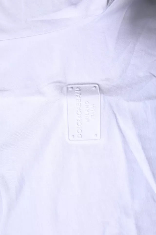 Dolce & Gabbana Weißes Logo-Plakette Baumwolle T-Shirt mit Rundhalsausschnitt