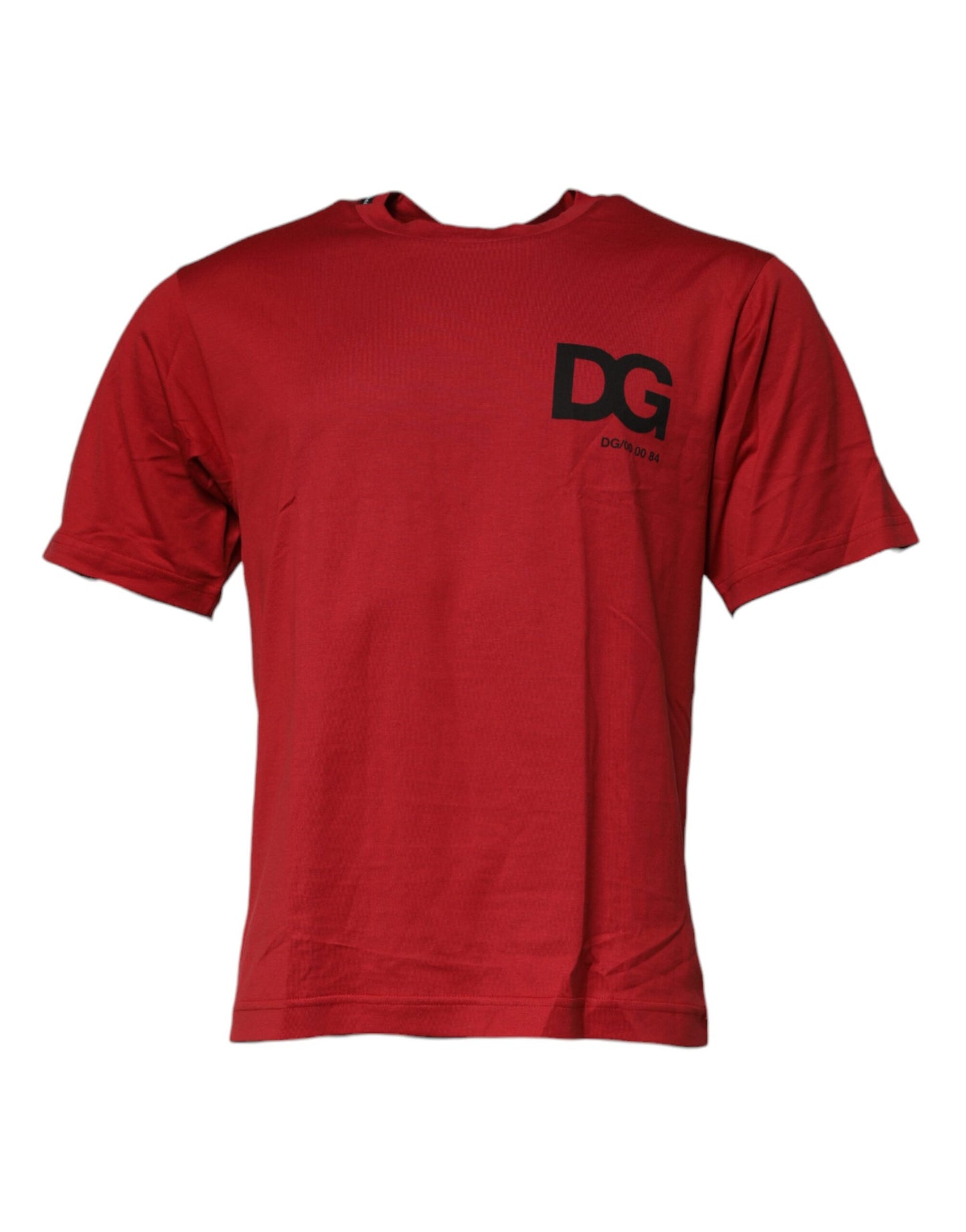 Dolce & Gabbana Rotes DG Logo Baumwoll-T-Shirt mit Rundhalsausschnitt