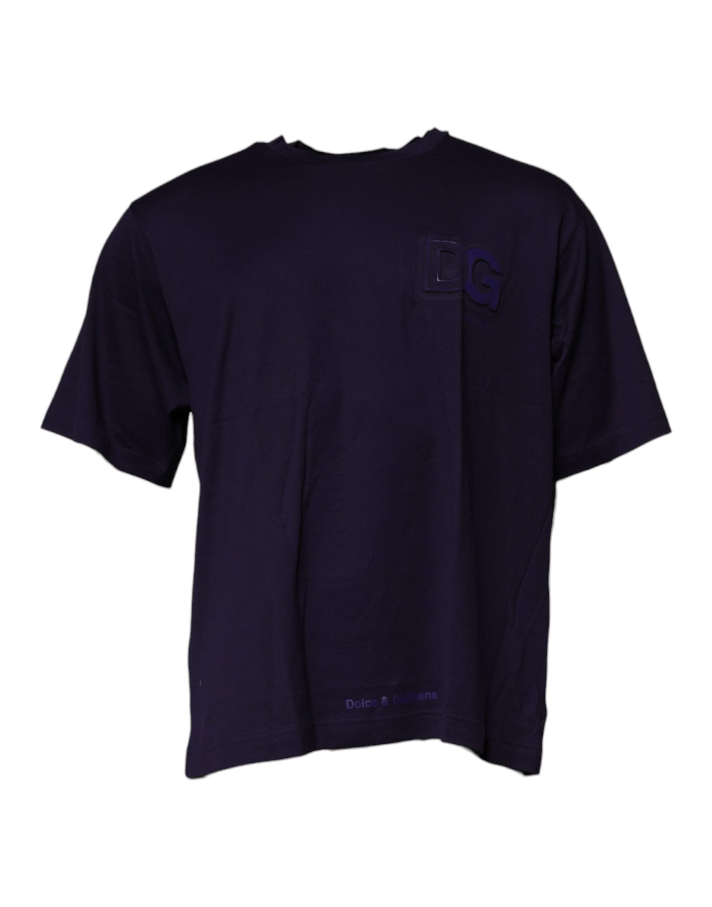 Dolce & Gabbana Marineblaues DG Logo Baumwoll-T-Shirt mit Rundhalsausschnitt