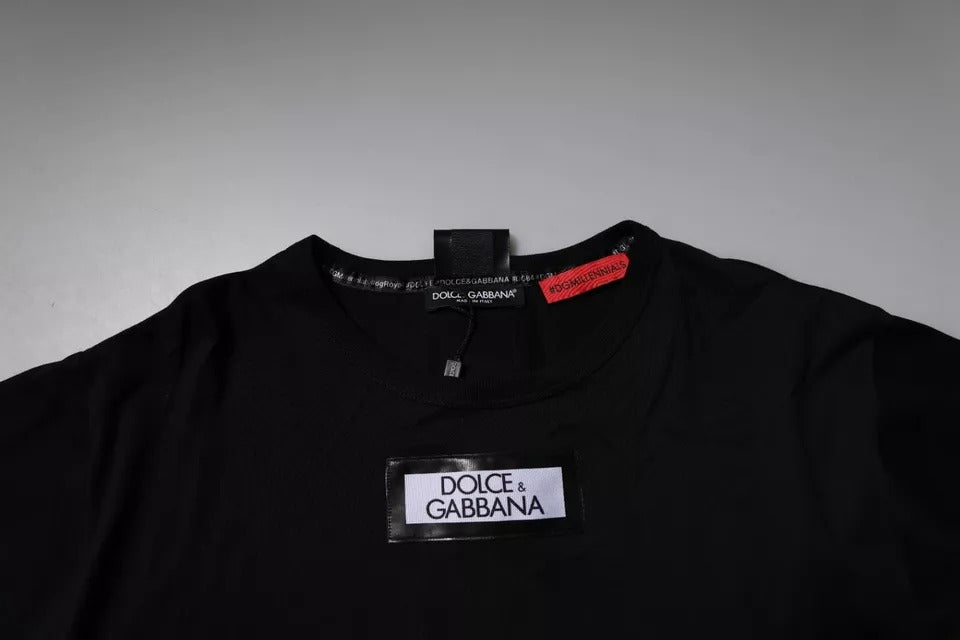 Dolce & Gabbana Schwarzes #DGMILLENNIALS Baumwoll-T-Shirt mit Rundhalsausschnitt