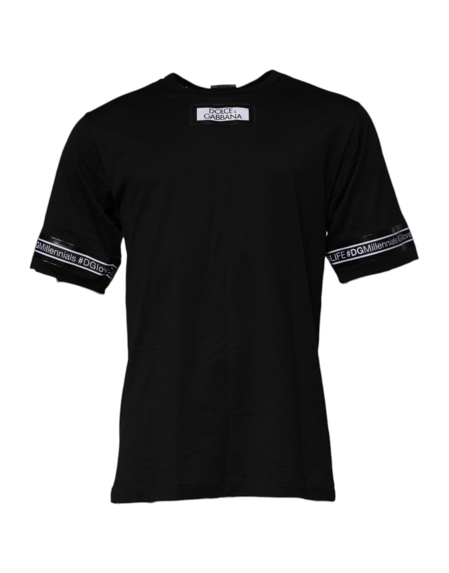 Dolce & Gabbana Schwarzes #DGMILLENNIALS Baumwoll-T-Shirt mit Rundhalsausschnitt