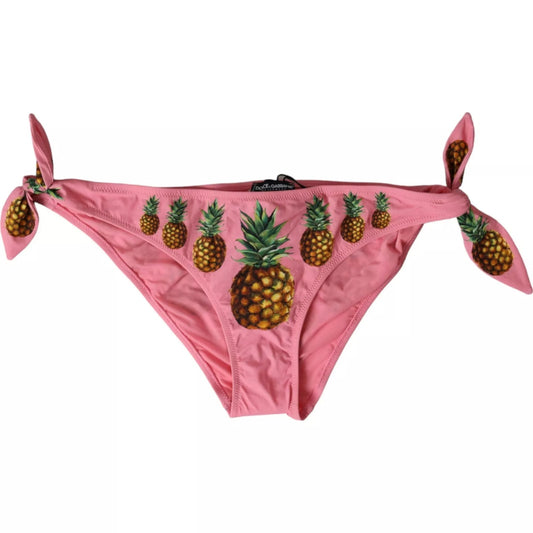 Dolce &amp; Gabbana Pink Pineapple Swimsuit Bikini Bottom Swimwear