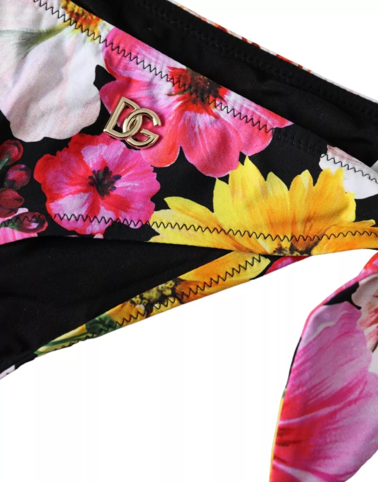 Dolce &amp; Gabbana musta kukkakuvioinen uimapuku bikinipohjainen uimapuku