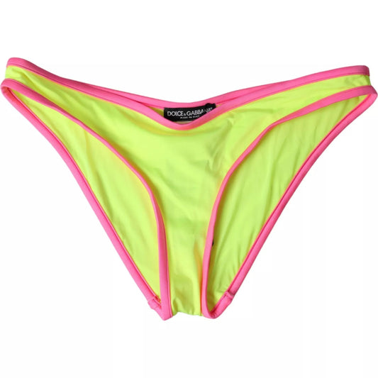 Dolce &amp; Gabbana Yellow Pink Nylon Swimwear Bottom Beachwear Bikini