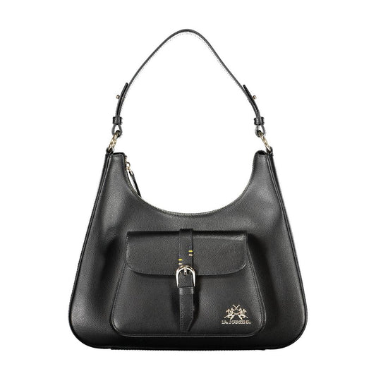 La Martina Schwarzes Leder Frauen Handtasche