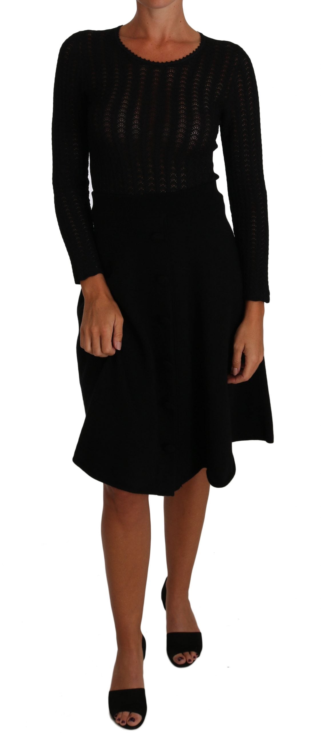 Dolce &amp; Gabbana Elegant Black Knit Sheath Dress