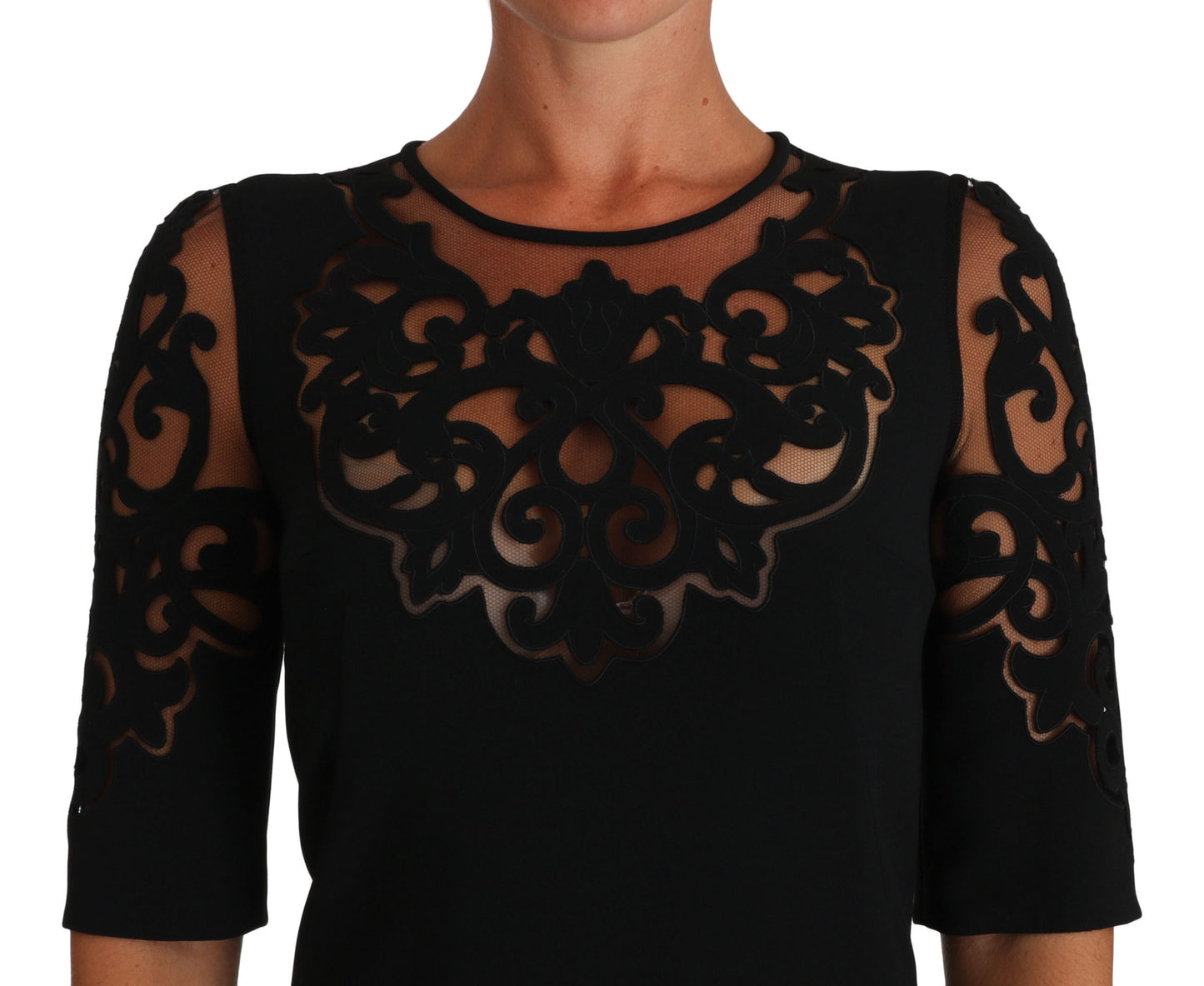 Dolce &amp; Gabbana Elegant Black Dress with Cut-Out Detail