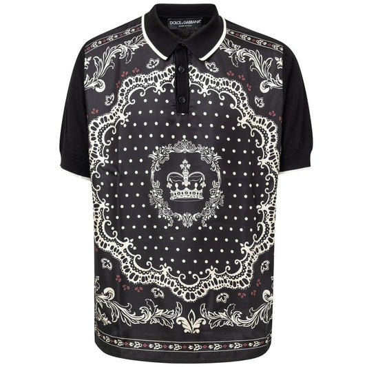 Dolce & Gabbana Schwarzes Seiden-Poloshirt