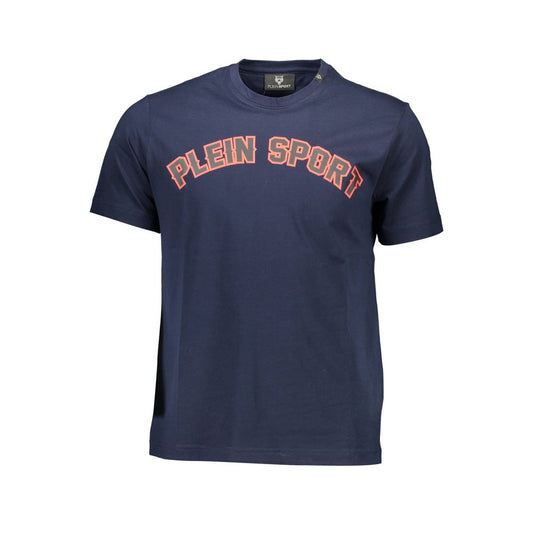 Plein Sport Schlichtes blaues T-Shirt mit Rundhalsausschnitt und kontrastierenden Prints