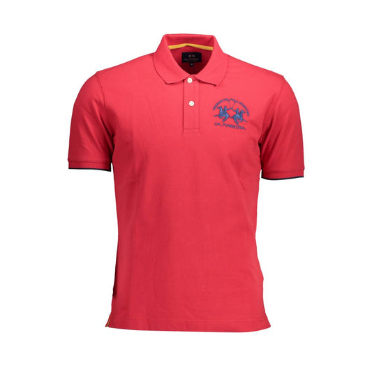 La Martina Rotes Baumwoll-Poloshirt für Männer