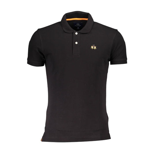 La Martina Schwarzes Baumwoll-Poloshirt für Männer