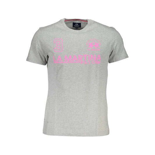 La Martina Graues Baumwolle Männer T-Shirt