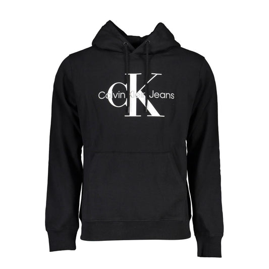 Calvin Klein Schlichter schwarzer Baumwoll-Kapuzenpullover mit Logodruck