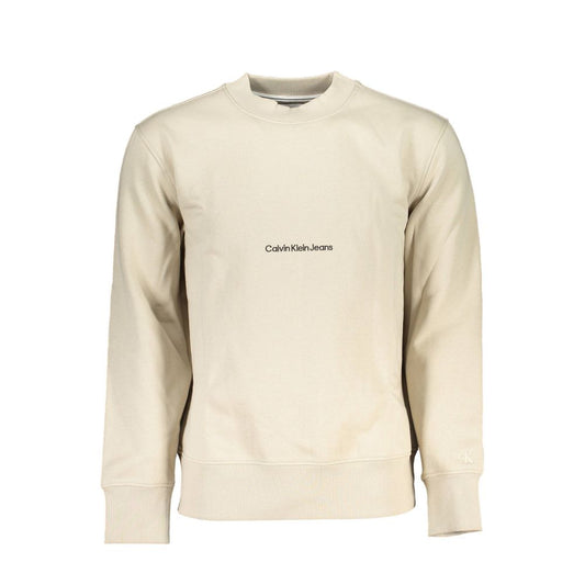 Calvin Klein Beigefarbenes Sweatshirt mit Rundhalsausschnitt und langen Ärmeln