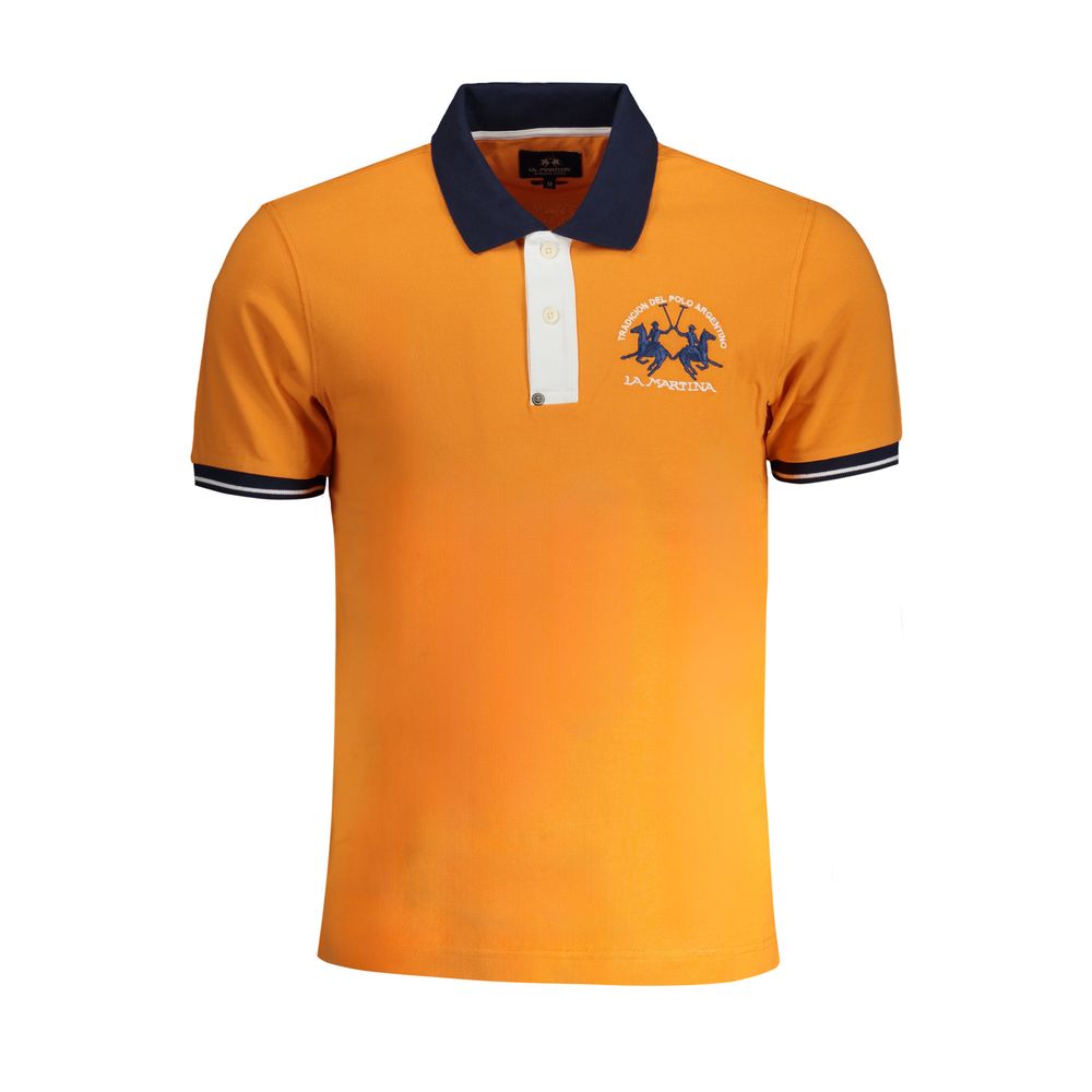 La Martina Orangefarbenes Baumwoll-Poloshirt