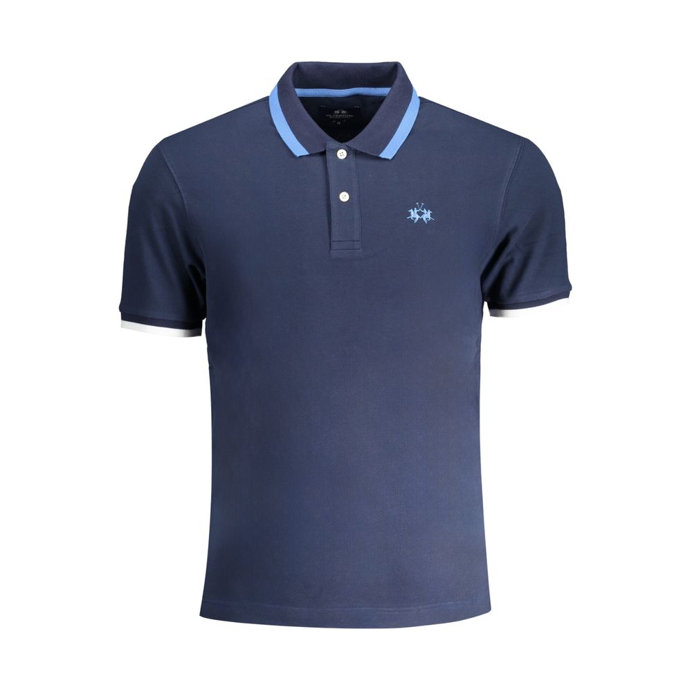 La Martina Blaues Baumwoll-Poloshirt