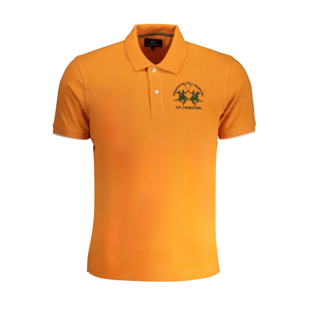 La Martina Orangefarbenes Baumwoll-Poloshirt