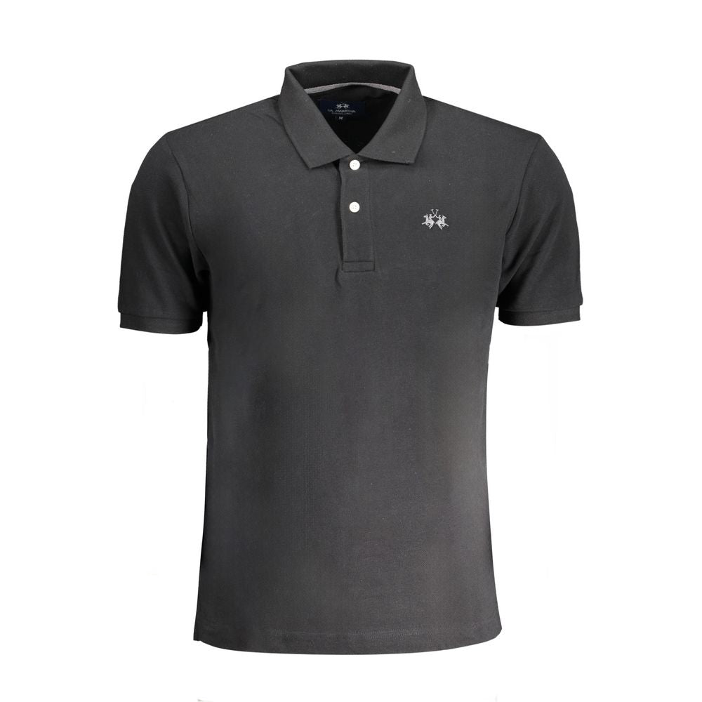 La Martina Schwarzes Baumwoll-Poloshirt