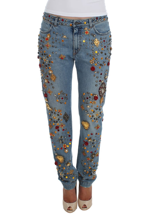 Dolce & Gabbana Verzauberte Sizilien Kristallherz Boyfriend Jeans