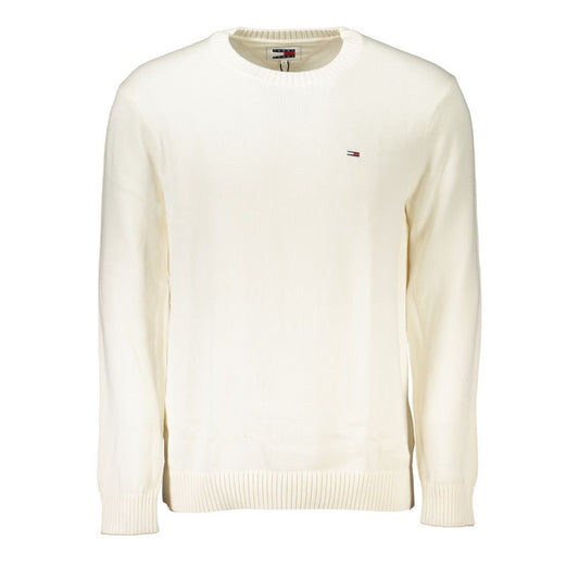 Tommy Hilfiger Schicker weißer Baumwollpullover mit Rundhalsausschnitt