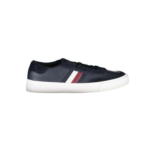 Tommy Hilfiger Schlichte blaue Schnürsenkel-Sneakers mit kontrastierenden Akzenten