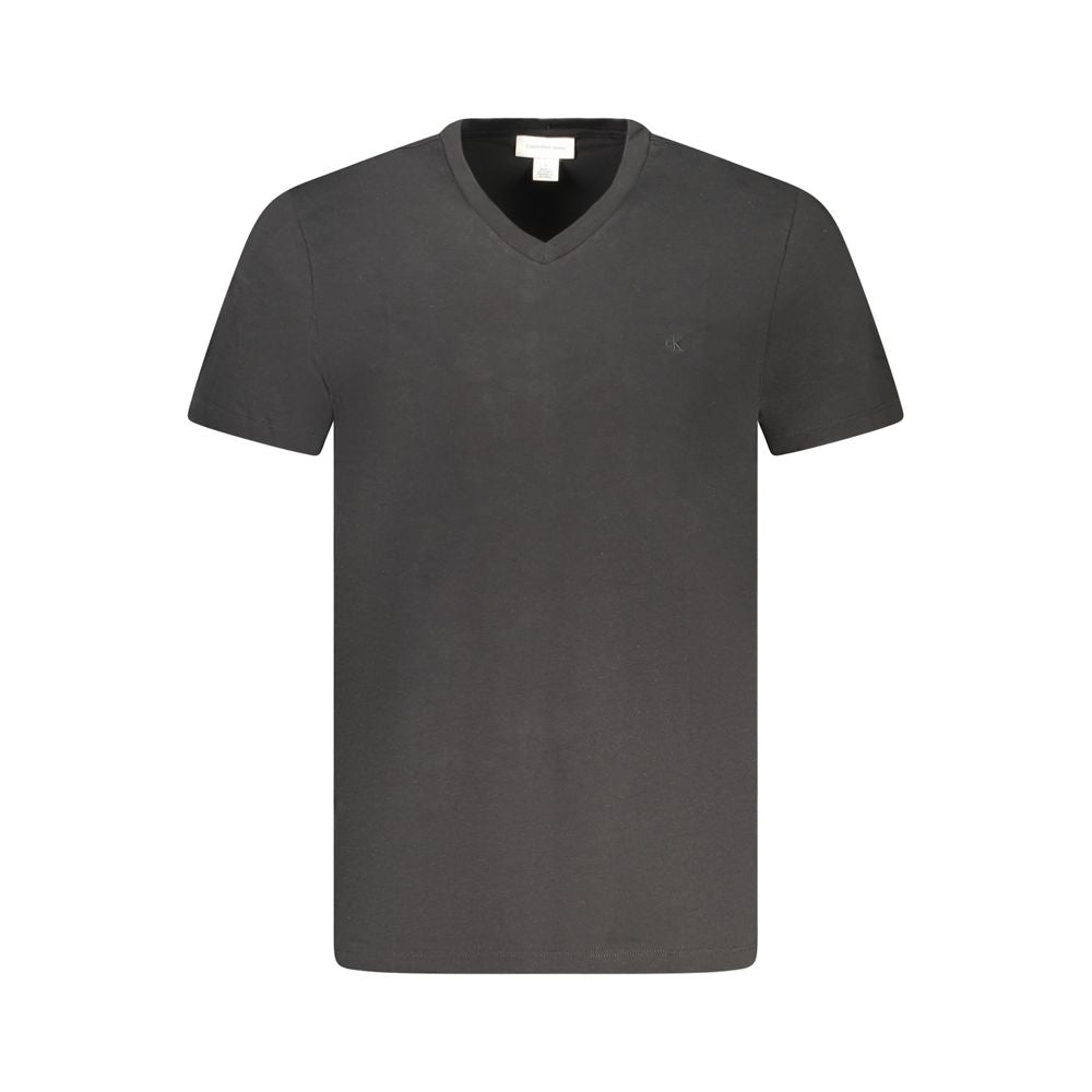 Calvin Klein Schwarzes Baumwolle Männer V-Ausschnitt T-Shirt