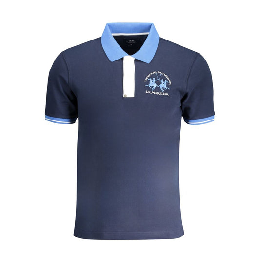 La Martina Blaues Baumwoll-Poloshirt