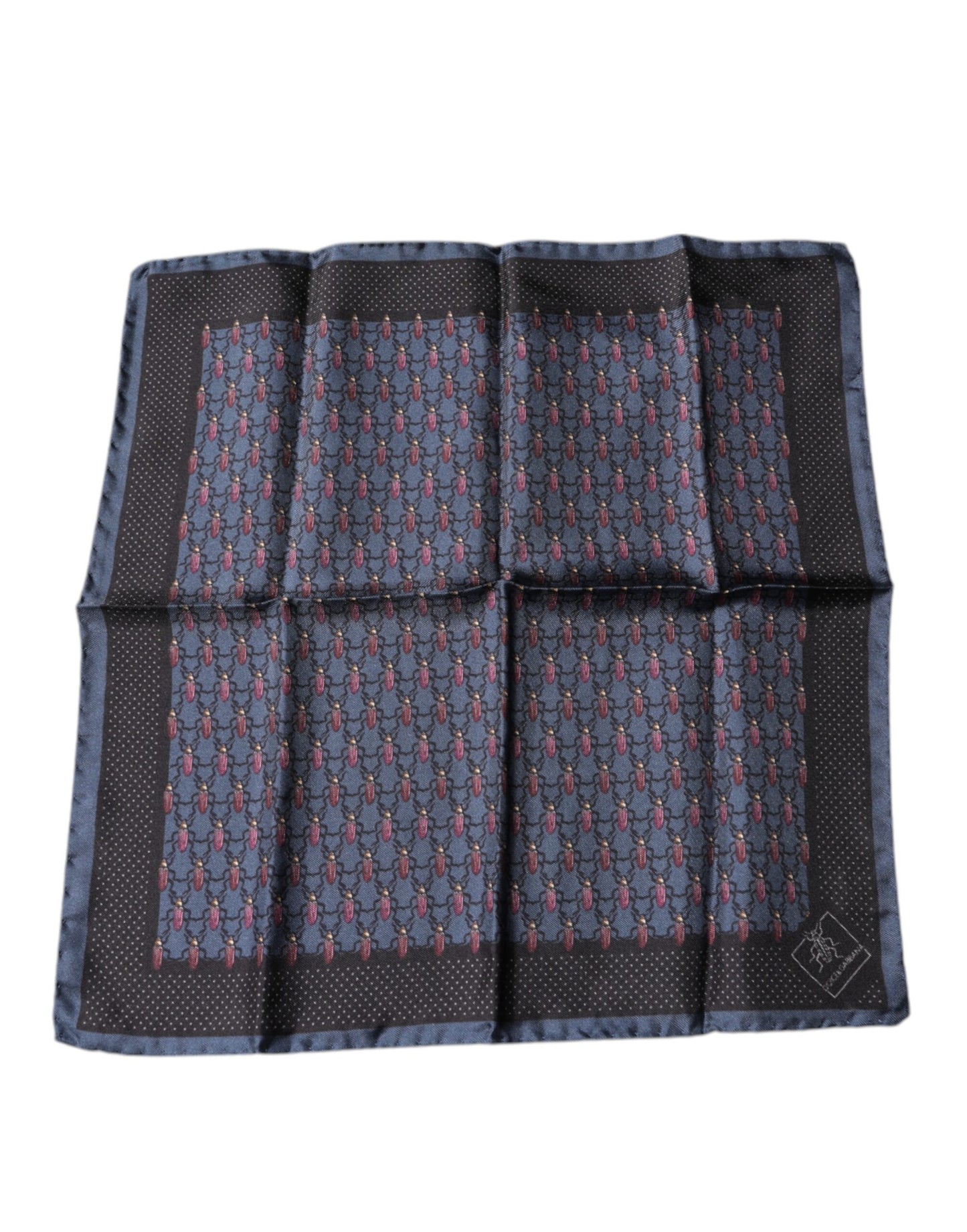 Dolce & Gabbana Dark Blue Beetle Square Handkerchief Scarf