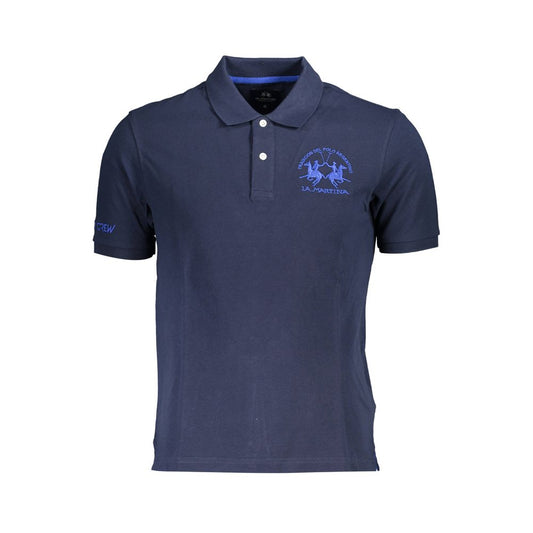 La Martina Blaues Herren-Poloshirt aus Baumwolle