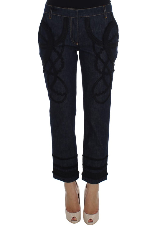 Dolce &amp; Gabbana Embroidered Capri Jeans for Elegant Styling