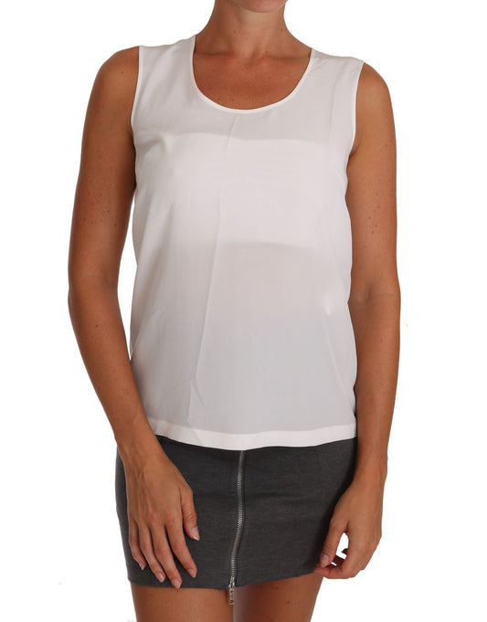 Dolce &amp; Gabbana Elegant sleeveless white silk blouse top