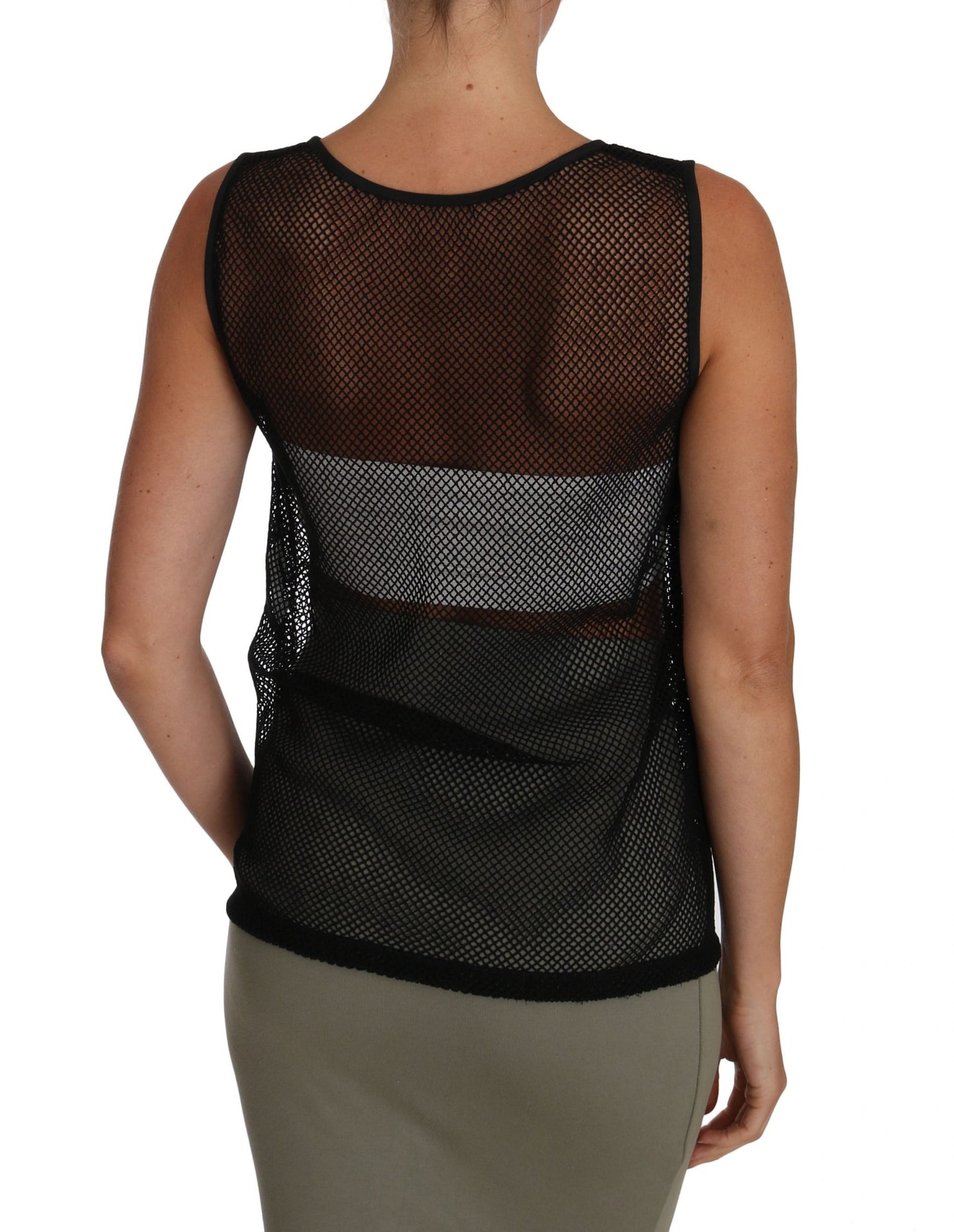 Dolce &amp; Gabbana Elegant sleeveless blouse top in black mesh