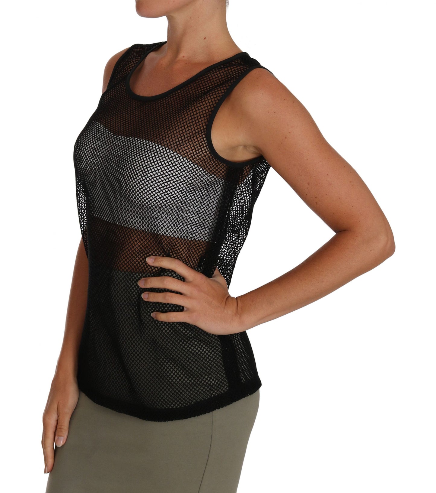 Dolce &amp; Gabbana Elegant sleeveless blouse top in black mesh