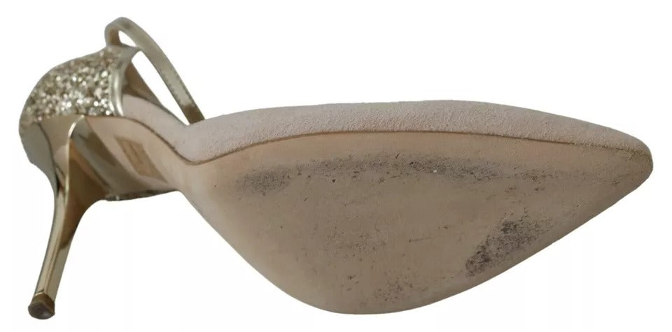 Elisabetta Franchi Beige Linen Ankle Strap High Heels Shoes