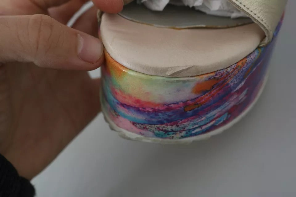 EBARRITO Multicolor Leather Ankle Strap Wedge Heel Sandals Shoes