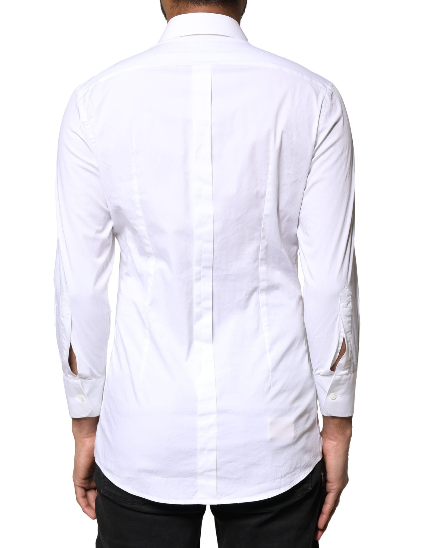 Dolce & Gabbana White GOLD Cotton Long Sleeves Men Dress Shirt