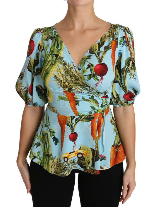 Dolce &amp; Gabbana silk top with vegetable print Extravaganza