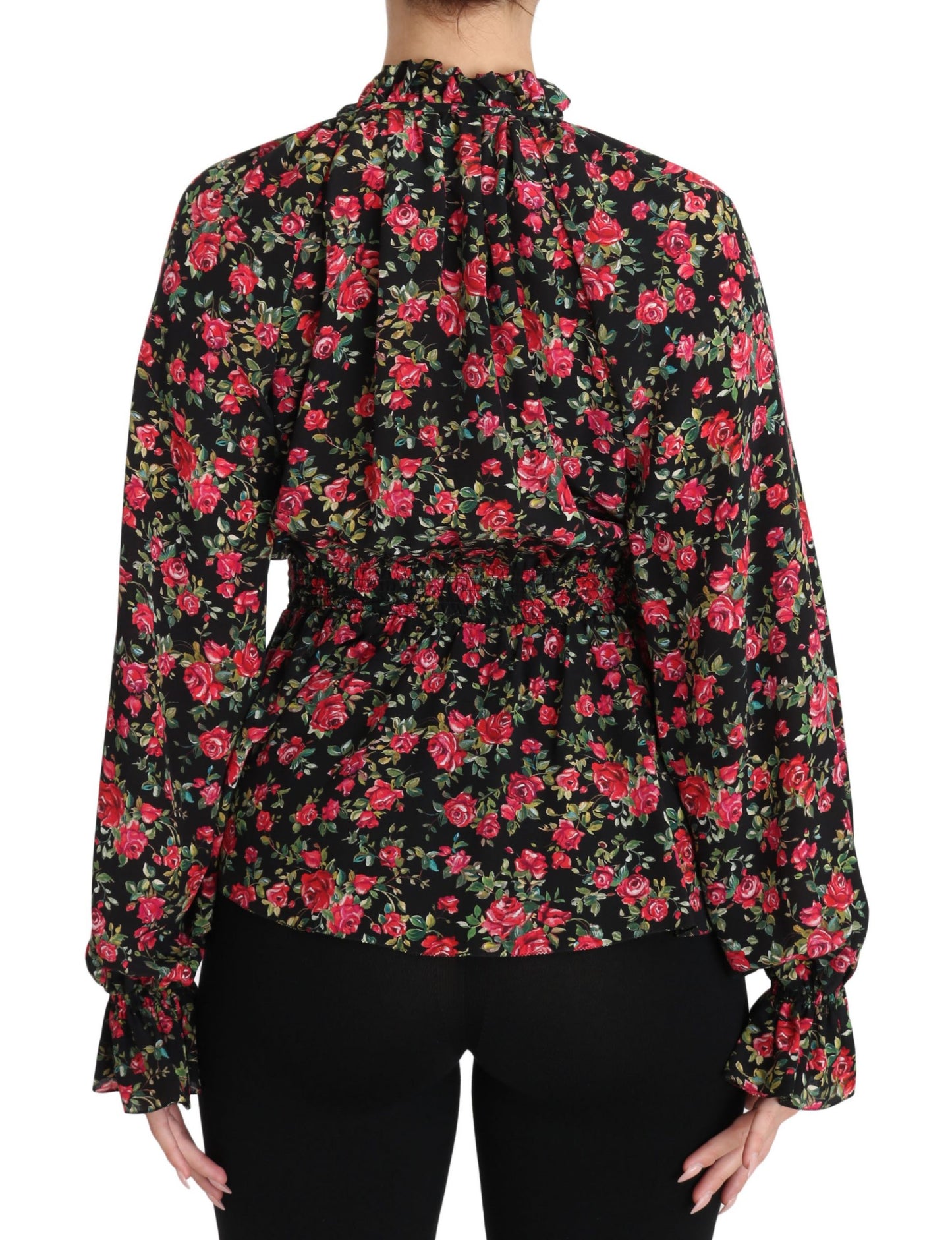 Dolce &amp; Gabbana Elegant black floral silk shirt