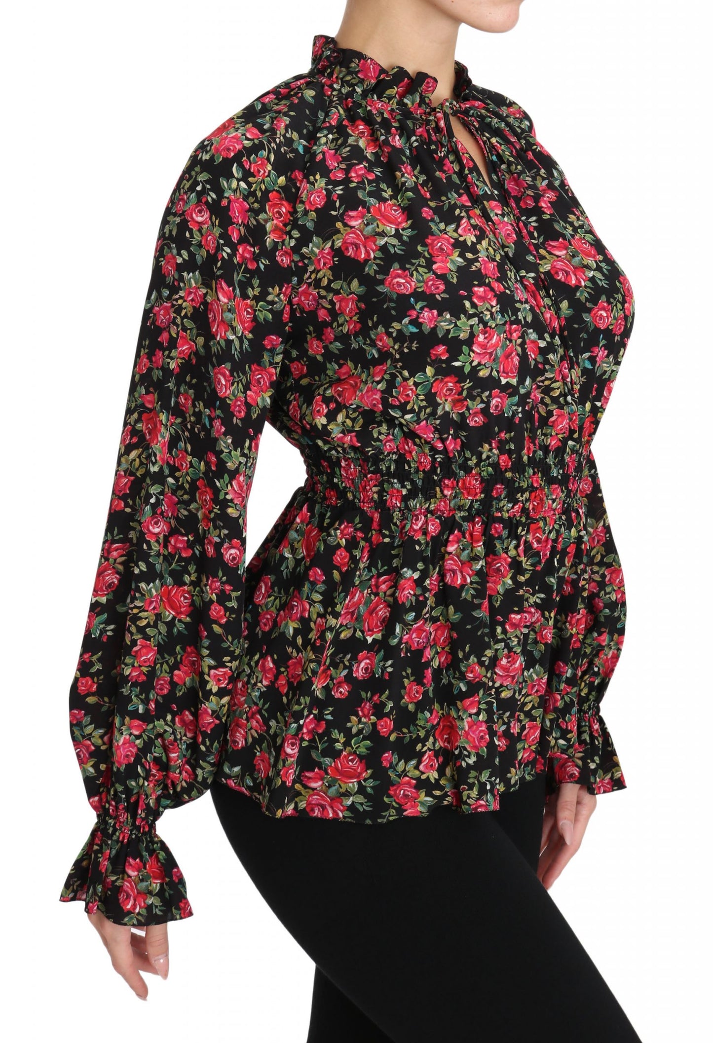 Dolce &amp; Gabbana Elegant black floral silk shirt